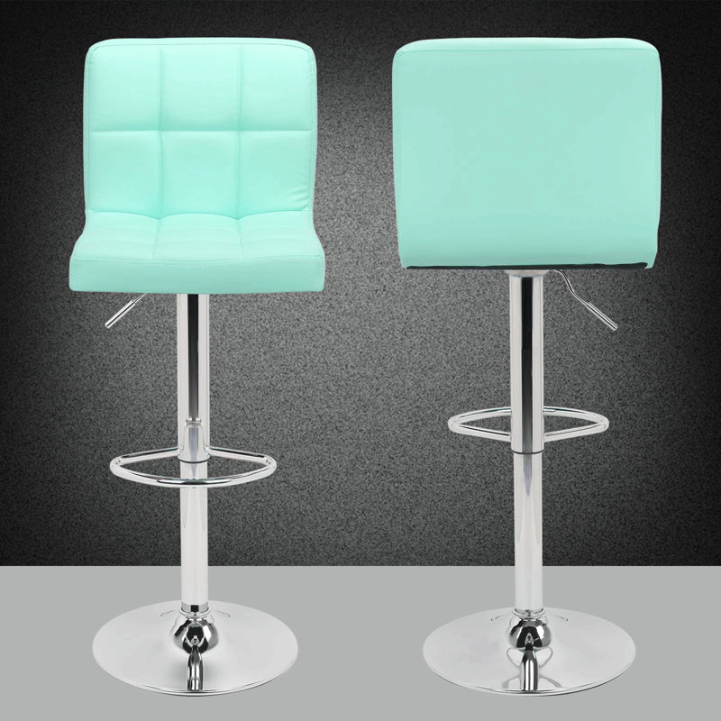 Latitude Run® Broghan Tiffany Blue Swivel Adjustable Height Bar Stool